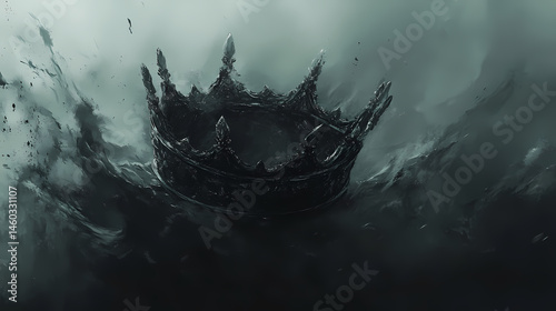 Fallen crown, royalty, destruction, darkness. [Hollow Realms] | Absent Majesty | broken crown. Illustration