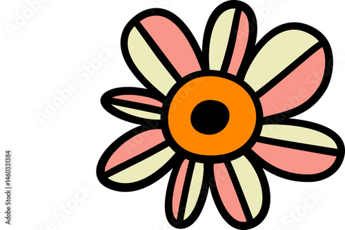 cute flower ornament with outline, suitable for coloring book, sticker, or journaling.
