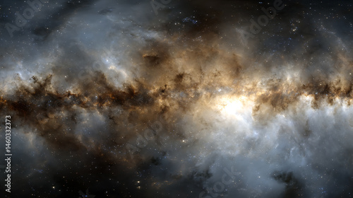 Fototapeta Naklejka Na Ścianę i Meble -  360 Degree interstellar cloud of dust and gas, space background with nebula and stars, glowing nebula, environment 360â° hdri map, equirectangular projection, spherical panorama, 3d illustration