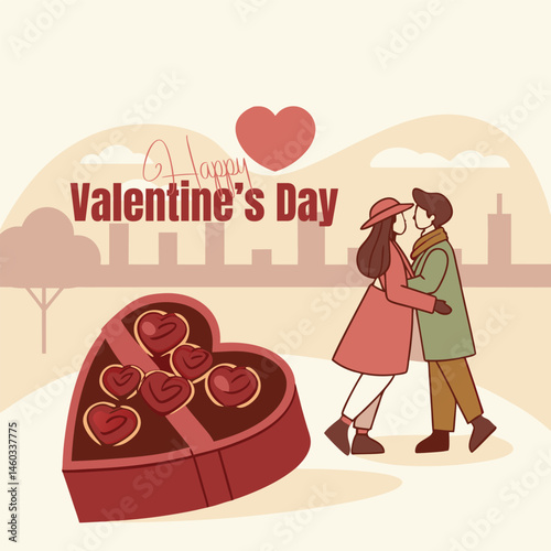 Valentine’s Day Couple Clipart. Hugging, Kissing, Romantic Love Vector.