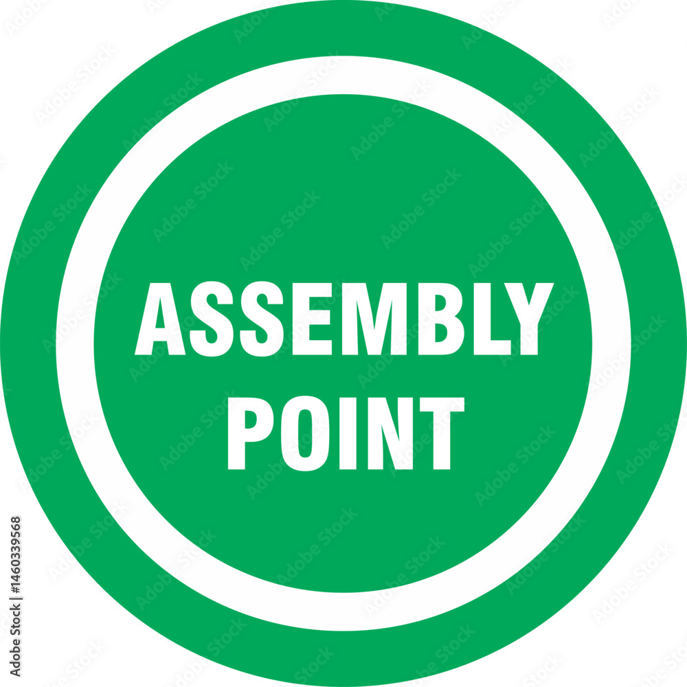 Green circular sign with white inner circle and the text Green circular sign with white inner circle and the text