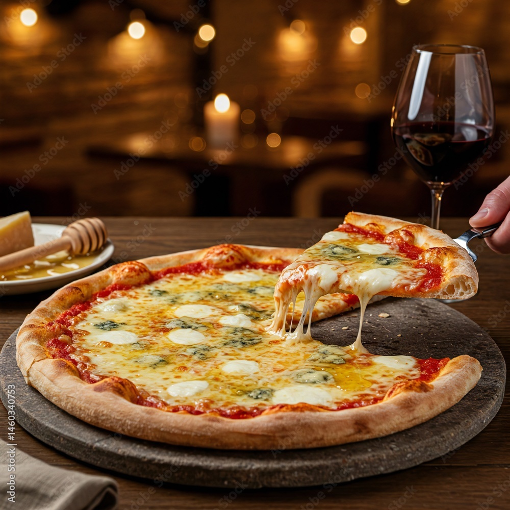 custom made wallpaper toronto digitalA simple pizza and red wine in a quiet restaurant