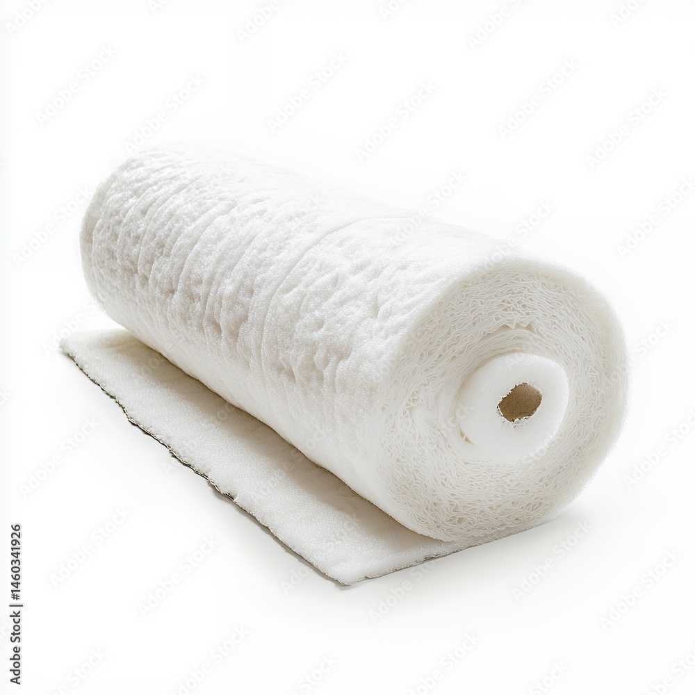 Fototapeta premium White Textured Fabric Roll on Bright Background