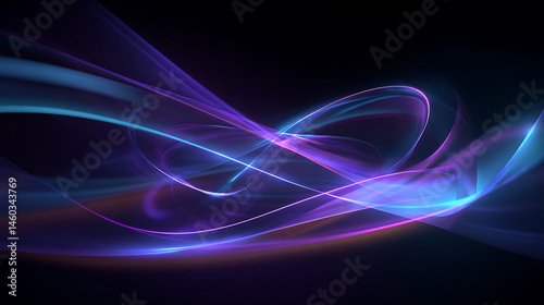 Obraz na płótnie Abstract neon light swirls in blue and purple, futuristic and dynamic glowing lines for technology, art, and design background wallpaper w salonie