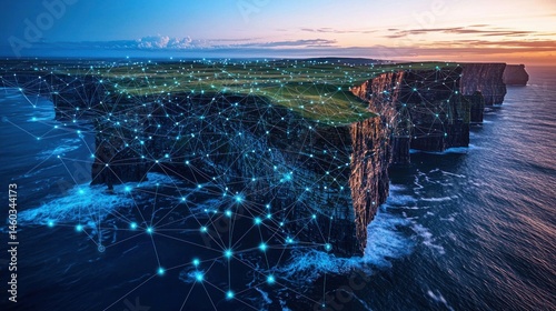 Cliffs of Moher: Digital Network Overlay