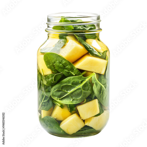 Mango Spinach Ginger Lime Salad Isolated on Transparent Background