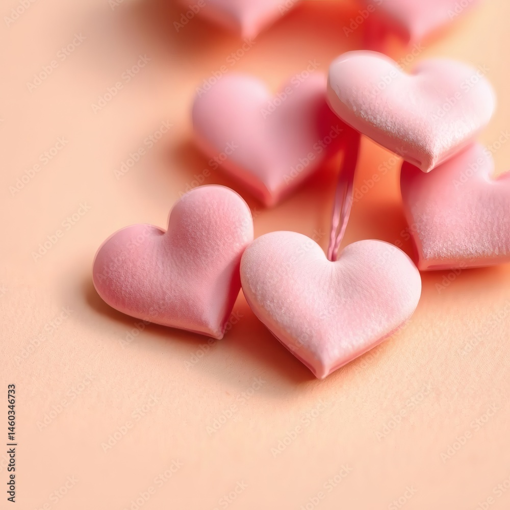 Fototapeta premium Mother's Day message with pink hearts on a soft peach background desig