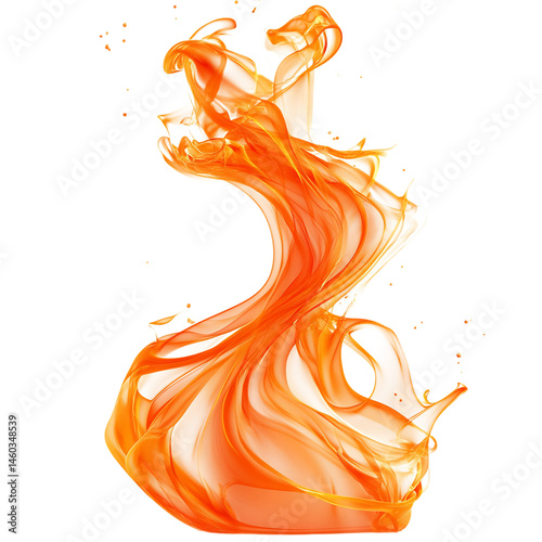 Swirling Orange Flame from Flame Sculpture Isolated on Transparent Background