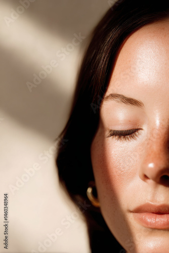 serene and inspiring portrait of face embodying light aesthetic minimalism