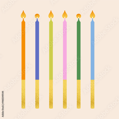 Vector illustration of birthday candles set. Good for prints, greeting card and stationery design, party invitations, and other celebratory materials. Colorful design.
