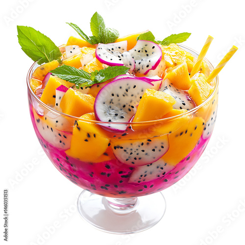 Dragon Fruit Mango Fusion Smoothie Isolated on Transparent Background