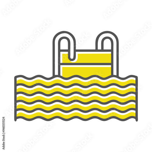 Swimming pool icon with ladder for leisure and relaxation concept with copy space