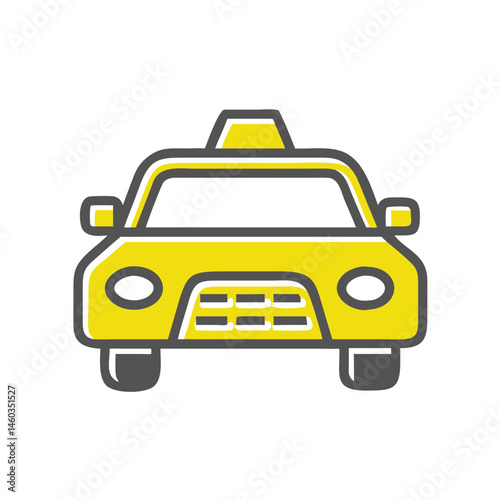 Yellow taxi icon for transportation and travel concept with copy space