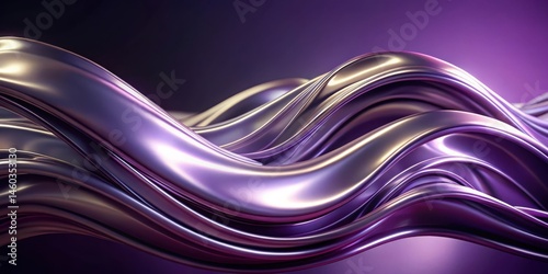 Abstract Purple and Silver Fluid Wave Design A Luxurious Swirling Pattern of Shiny, Elegant Curves