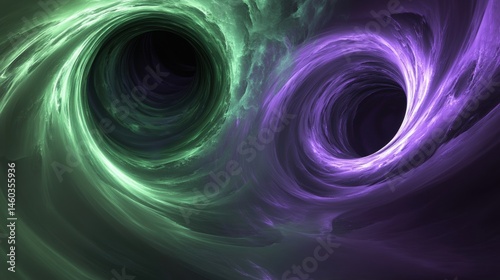 Abstract swirling vortexes in contrasting colors.