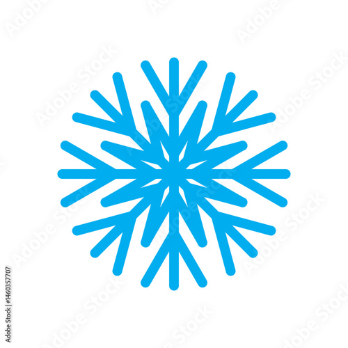 Obraz na płótnie Snowflake icon. Winter cold symbol. Ice crystal vector. Blue symmetrical design. w salonie