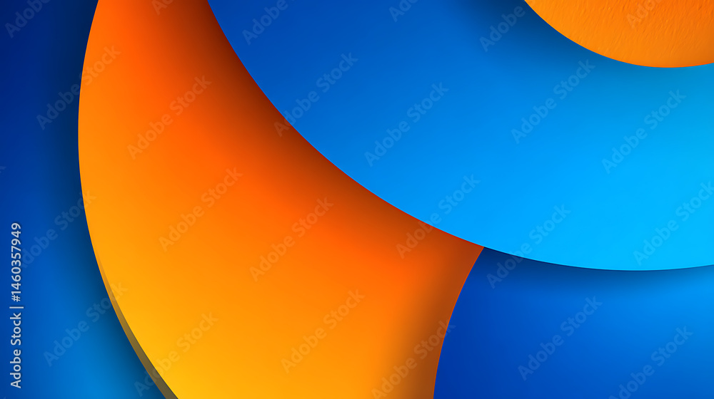 Blue and orange abstract background, colorful gradiant with smooth flat geometric shapes, web banner, digital graphic elements, high end 4k wallpaper, 3d render