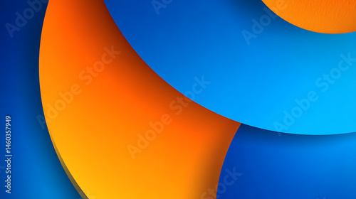 Obraz na płótnie Blue and orange abstract background, colorful gradiant with smooth flat geometric shapes, web banner, digital graphic elements, high end 4k wallpaper, 3d render w salonie