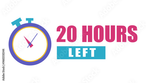 Obraz na płótnie Flat clock icon. Twenty hour countdown. Time urgency alert. Vector display. w salonie