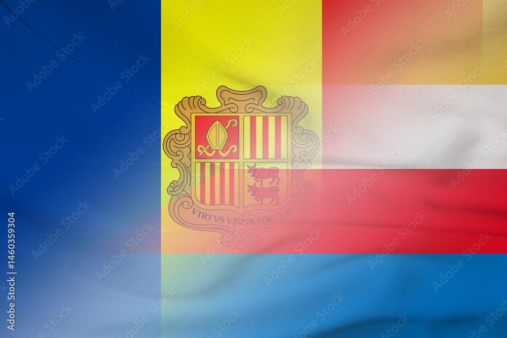 Obraz premium Andorra and Comoros state flag international relations COM AND