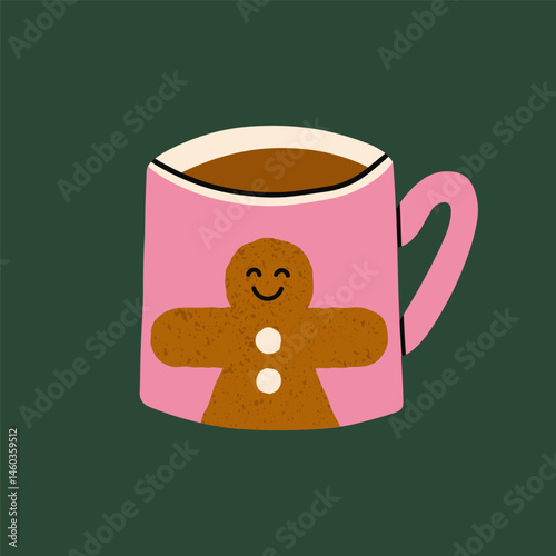 Vector illustration of a cup with Gingerbread man.
Perfect for branding projects, prints, packaging designs, social media posts, blogs or editorial layouts focused on food & beverage content.