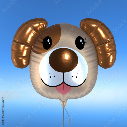 Cute dog face balloon. 3D render. For party, celebration, friendship themes or other fun, cheerful projects.