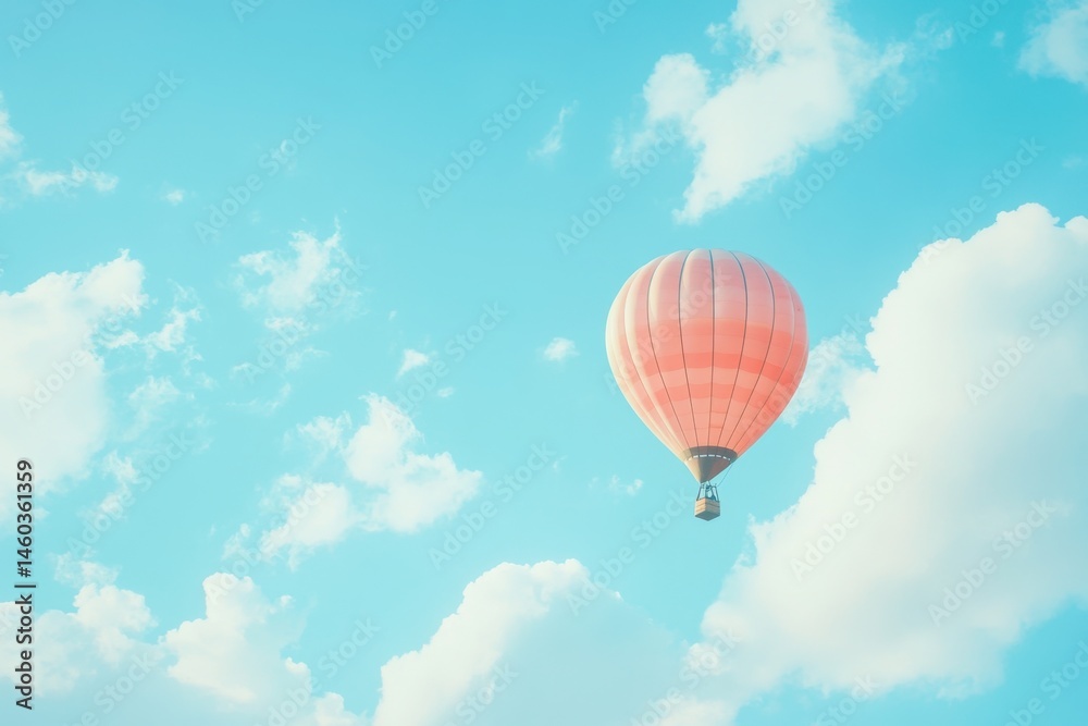 Fototapeta premium Colorful hot air balloons floating in the blue sky with copy space for text Generative AI