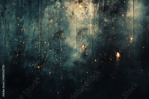 Abstract futuristic galaxy artwork with golden stars and deep space elements