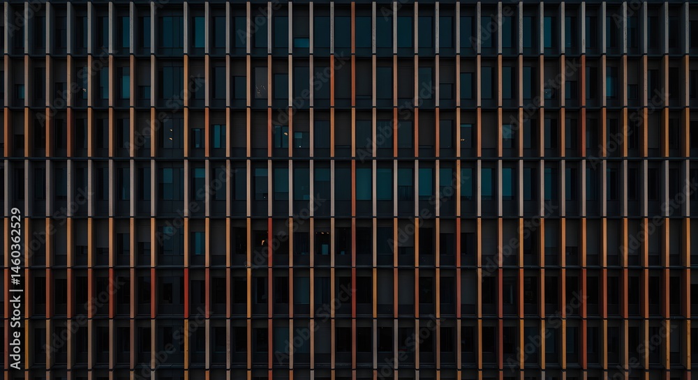 Building façade with a grid of windows or colored panels Building façade with a grid of windows or colored panels