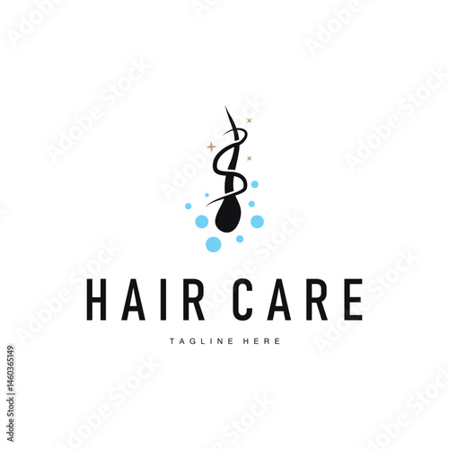 hair care logo with simple concept hair layers design symbol template icon hair health