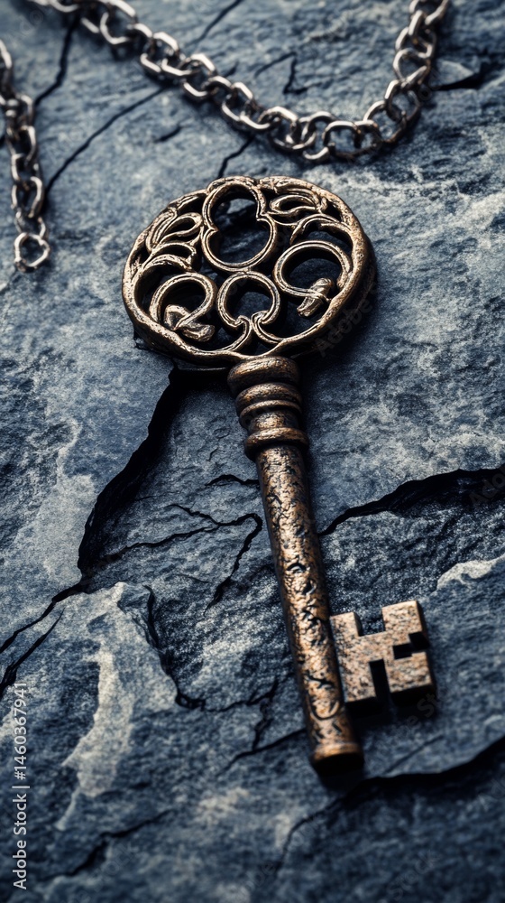 old key with copy space vertically 9:16