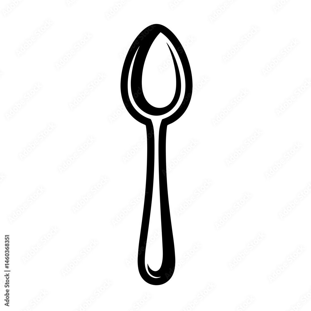 Minimal spoon icon in black silhouette style concept of menu interface culinary design and restaurant symbol Minimal spoon icon in black silhouette style concept of menu interface culinary design and restaurant symbol