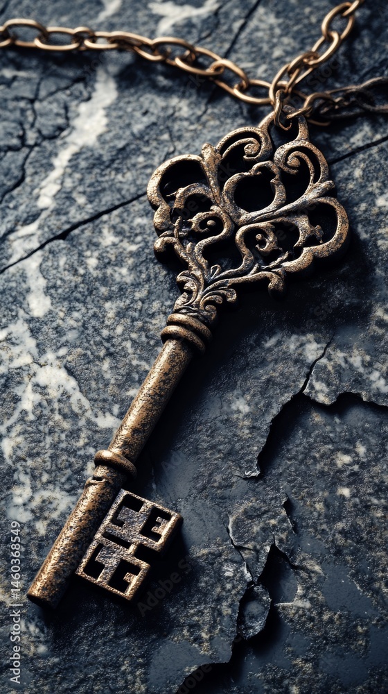 old key with copy space vertically 9:16