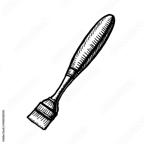 Engraved shaving brush icon in vintage style concept of grooming barbershop accessories and beauty tools