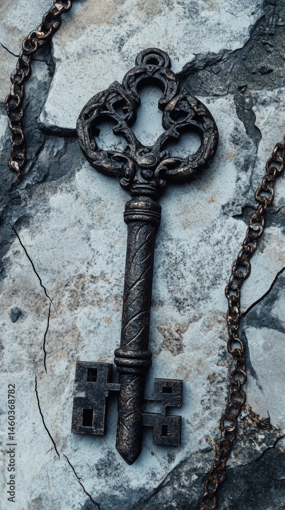 old key with copy space vertically 9:16