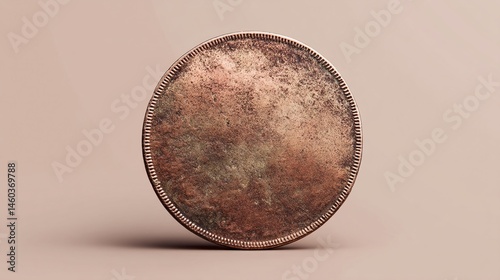 Wallpaper Mural Oval copper coin mockup, textured surface, blank design, ideal for branding or logo placement, free space for text Torontodigital.ca