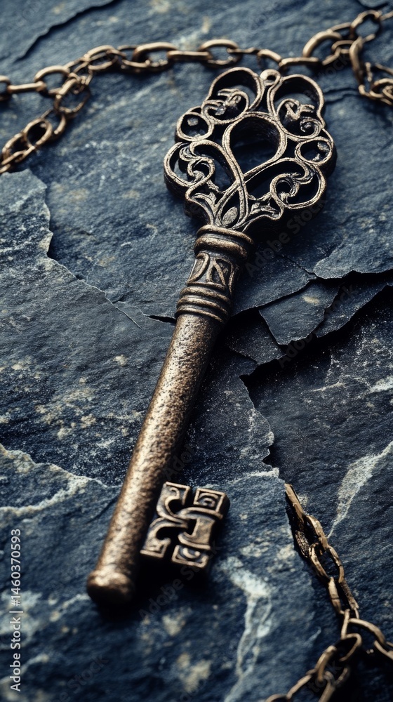 old key with copy space vertically 9:16