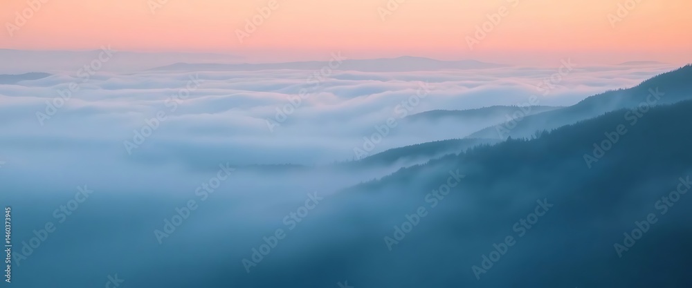 Obraz premium view of a mountain covered in fog