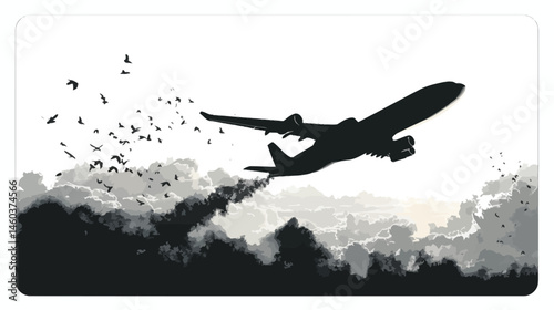 Airline ticket design simple silhouette vector on white background   -  
