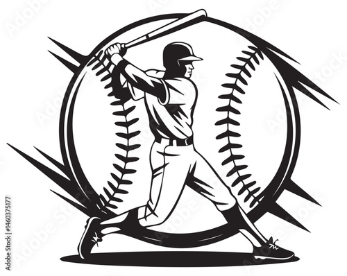 Baseball Player Silhouette in Action Pose Throwing Ball for Sports and Athletic Design Concepts