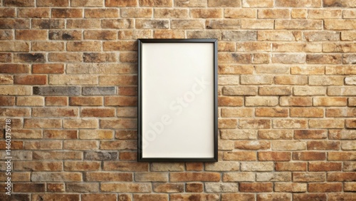 Blank Rectangular Frame on a Rustic Brick Wall Perfect for Mockups and Design Presentations