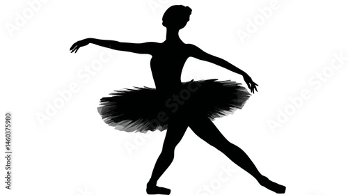 Ballerina spinning silhouette vector isolated on white background  -  