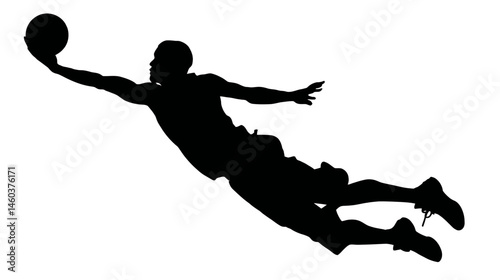 Basketball dunk simple black silhouette vector isolated on white background  -  