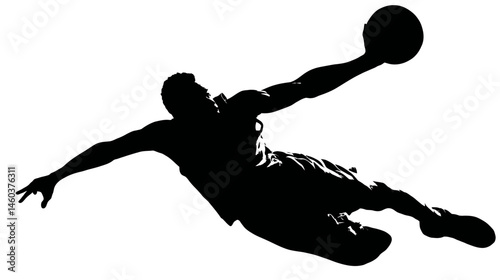 Basketball dunk simple black silhouette vector isolated on white background  -  