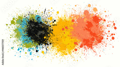 Black roller rush paint spot set mix colour simple silhouette vector on white background  -  