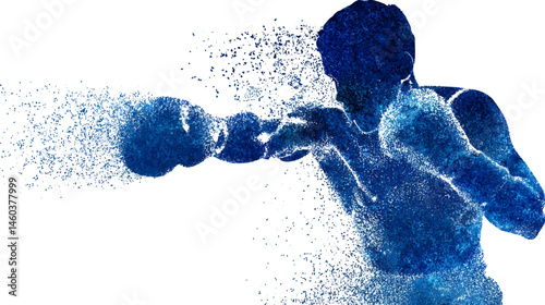 Boxer punching silhouette vector isolated on white background  -  