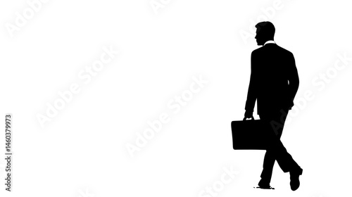 Businessman with briefcase silhouette vector isolated on white background  -  