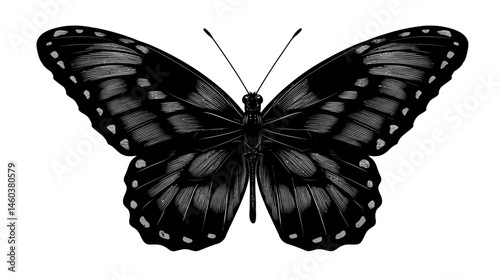 Butterfly simple black silhouette vector isolated on white background  -  