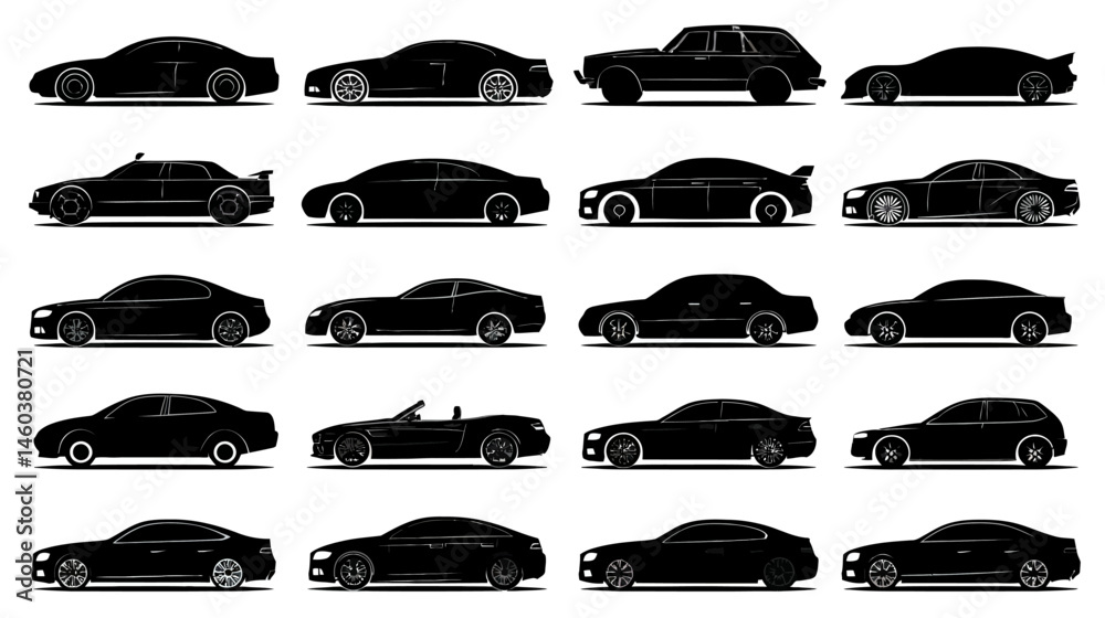 Car collection set simple silhouette vector isolated on white background - Car collection set simple silhouette vector isolated on white background -
