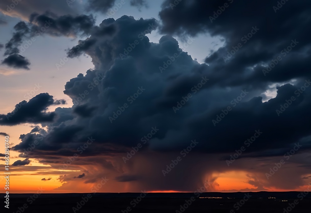 Obraz premium large cloud is in the sky above a field